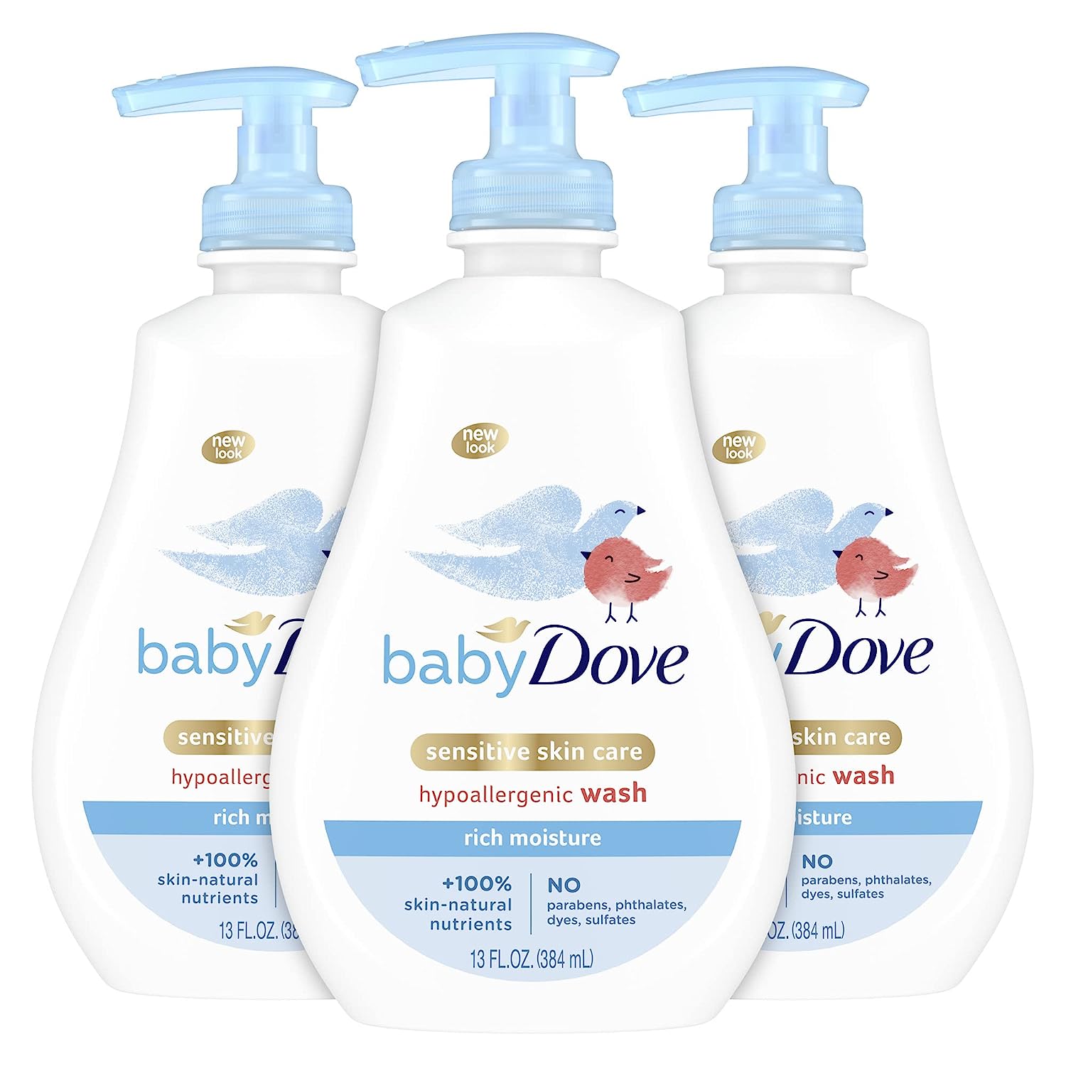 230816025147608_1 Baby Dove Baby Wash and Shampoo Baby Bath Products for Baby's Delicate Skin Rich Moisture Washes Away Bacteria, Tear-Free and Hypoallergenic, 13 Fl Oz (Pack of 3) - Image 1